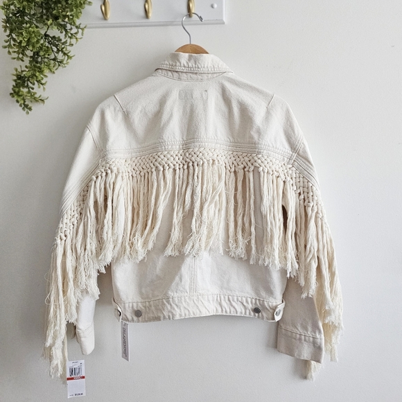 BLANKNYC Sacha Fringed Denim Jacket XS NWT Anthropologie Exclusive Boho Western - Picture 5 of 16